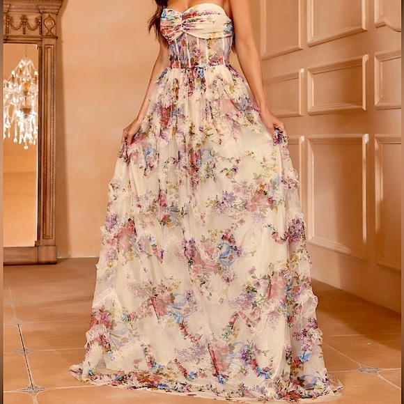 Romantic Shabby Chic Floral Corset Bodice Dress! - Picture 1 of 4